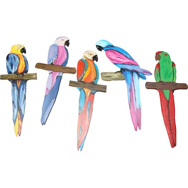 Decoratie pakket papagaaien set van 5 stuks
