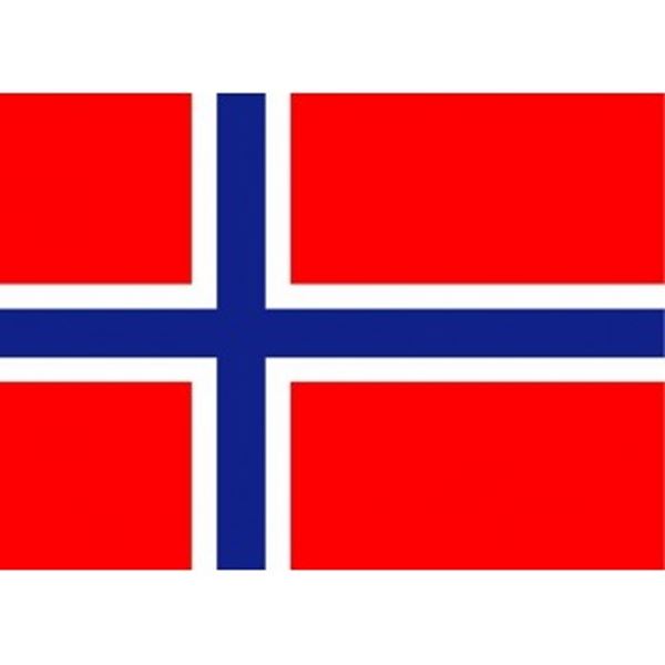 Vlag Noorwegen. Vlag kan aan de gevel (gevel vlag) maar is ook geschikt voor decoratie.