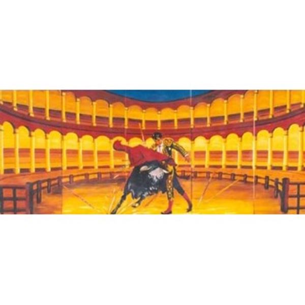 Decor Spaans Stierenvechter in arena. Afm. 6,25 x 2.5  mtr