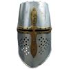 Ridder helm metaal met grijze kleur en gouden kruis