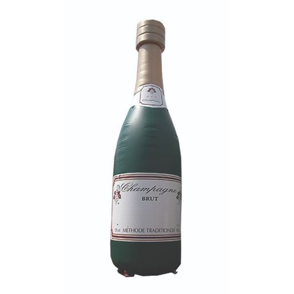 Champagne fles 8 meter hoog kan gevuld worden met ballonnen leuk voor bijv. een opening.