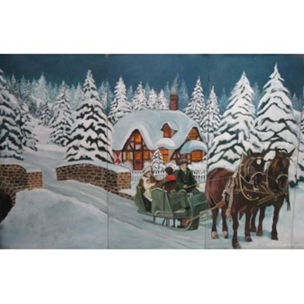 Decor Kerst- Winterdecor 8,75 x 2,5 mtr. incl. decorsteunen.