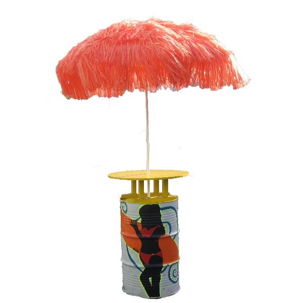 Raffia parasol oranje