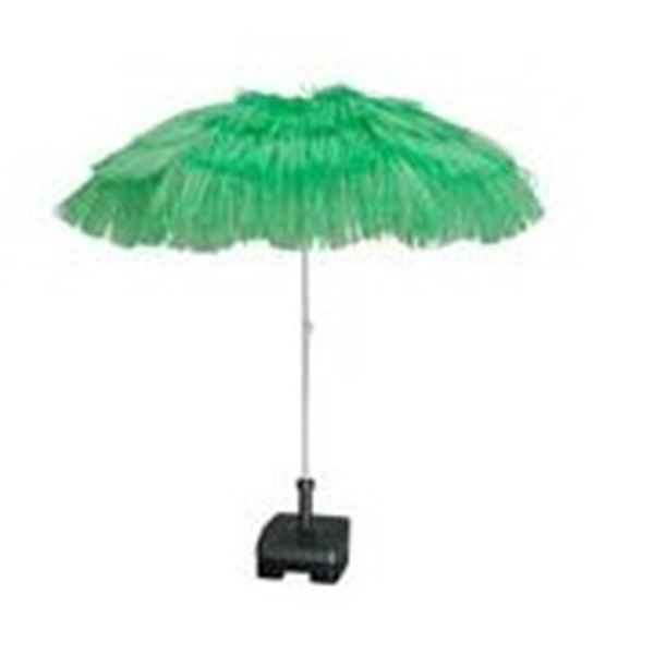 Huur raffia parasol groen