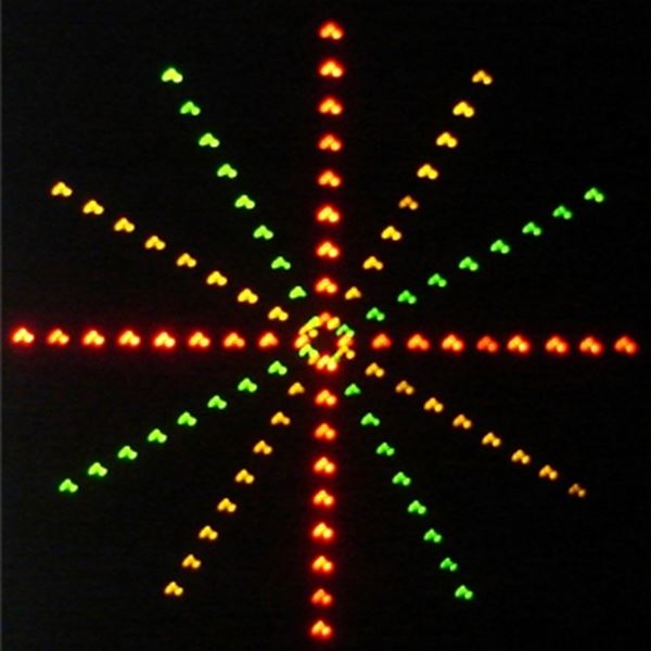 Vierkant lichtbord met gekleurd looplicht.