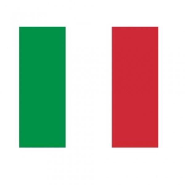 Vlag Italie is een z.g.n. gevel vlag met afm.1,5 x 1 mtr maar ook heel geschikt voor thema decoratie.