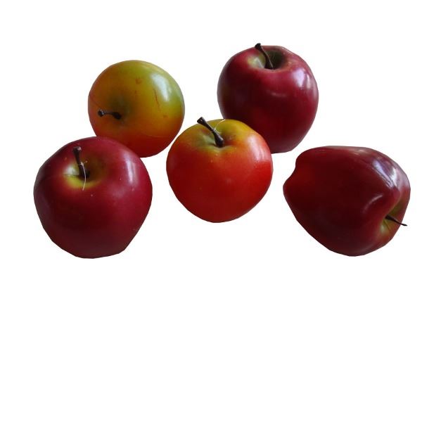 Appels kunstfruit. Verhuur per set van 5 stuks.