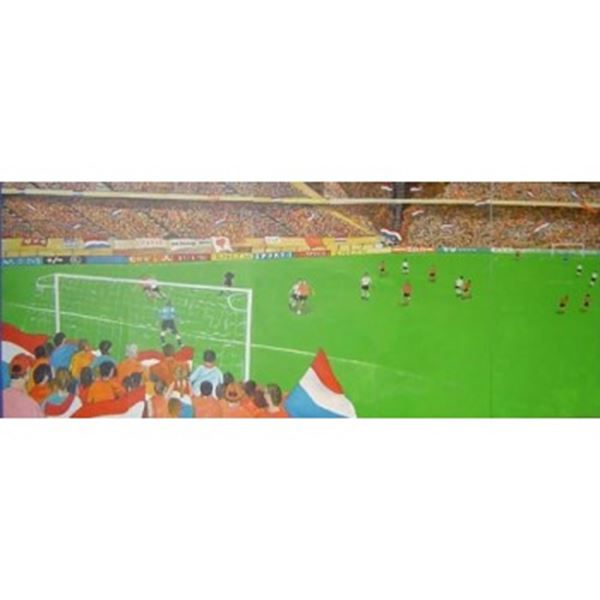 Decor Voetbal stadion oranje afm. 6,25 x 2,5 mtr.