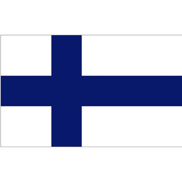 Vlag Finland met de afm. 1,5 x 1 meter. Een z.g.n. gevel vlag maar ook geschikt als decoratie.