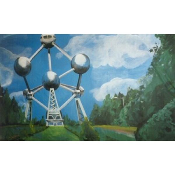 Belgisch Atomium decordoek met afm. 3 x 6 mtr.