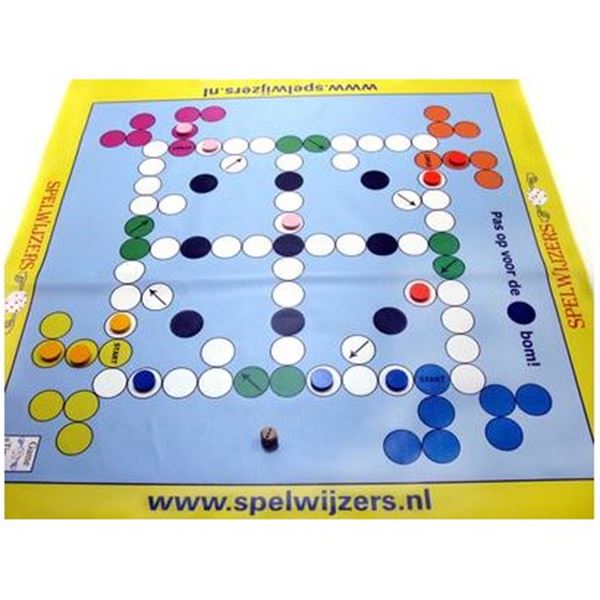 Pas op voor de Bom bordspel met afm. 1,5 x 1,5 meter.