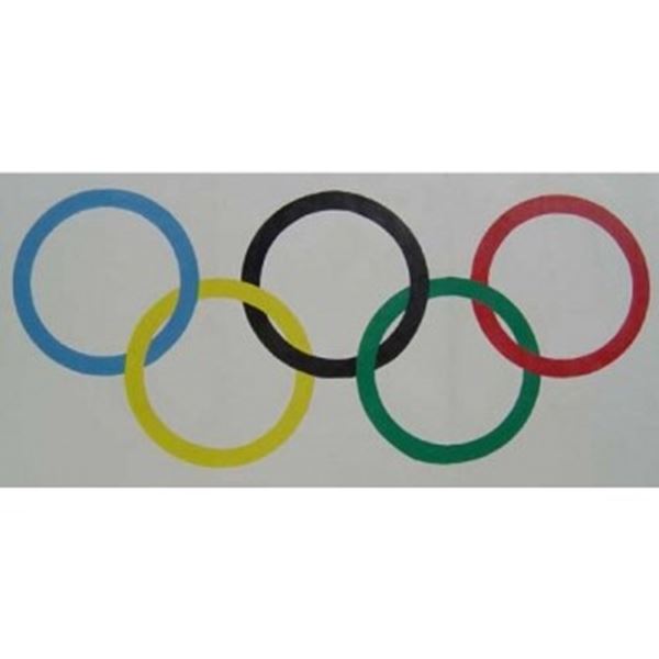 Decor Olypische ringen  afm.3,75 mtr x 2,5 mtr
