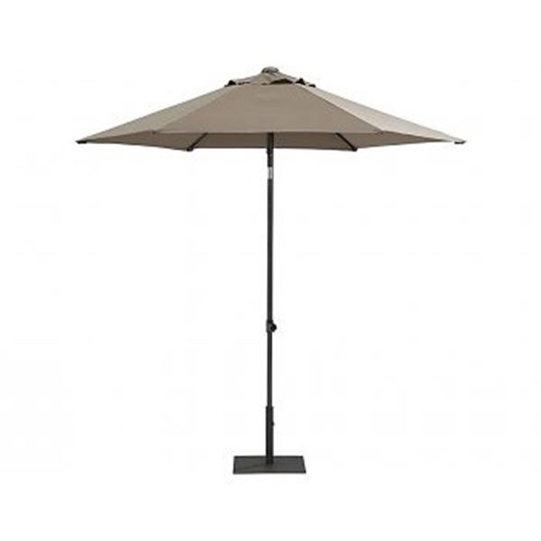 Parasol taupe 3 mtr. doorsnede met voet.