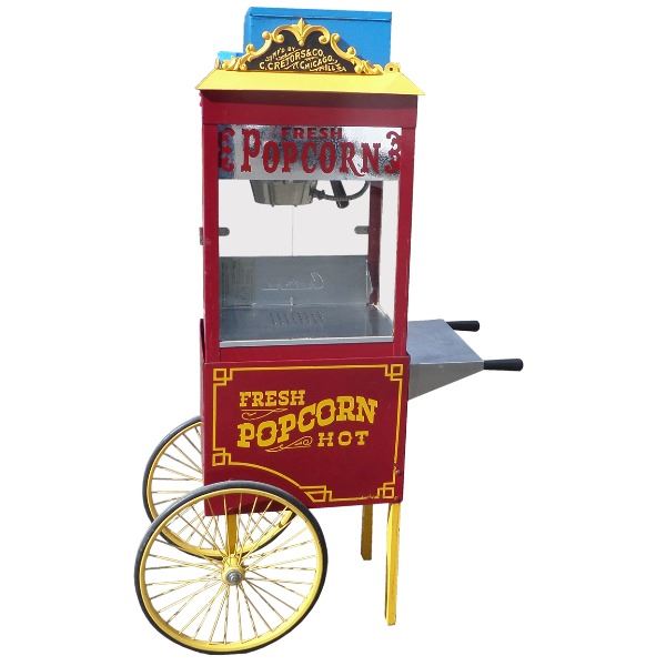 Popcornmachine op bijpassende popcornkar