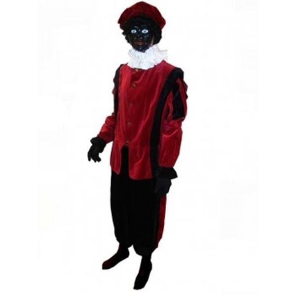 Zwarte Piet kostuum rood / zwart compleet - maat 54/56