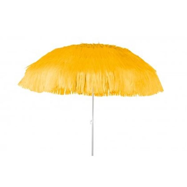 Raffia parasol geel met voet