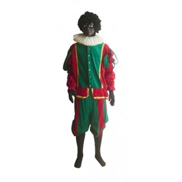 Piet / Roetveeg Piet Luxe fluweel groen/rood compleet - maat XL Piet / Roetveeg Piet Luxe fluweel groen/rood compleet - maat XL