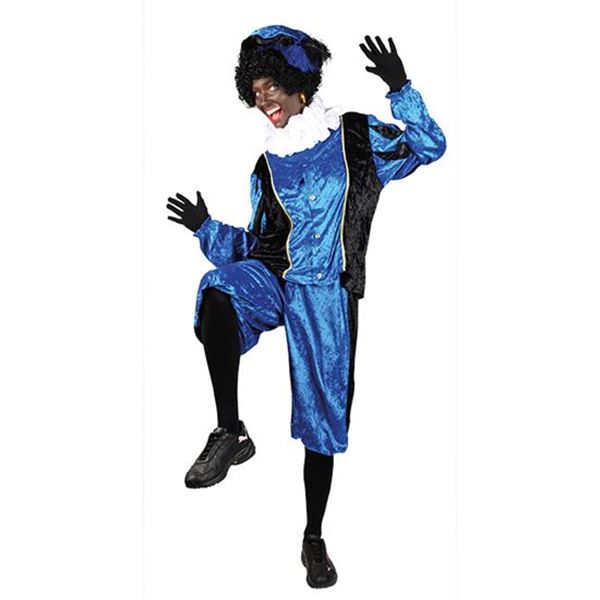 Zwarte Piet compleet en in de kleuren Blauw/ Zwart - maat S
