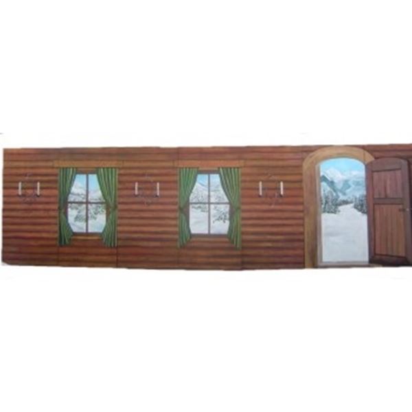 Decor blokhut / decor Bruin Cafe / decor Kerstmis afm. 8,75 x 2,50 meter.