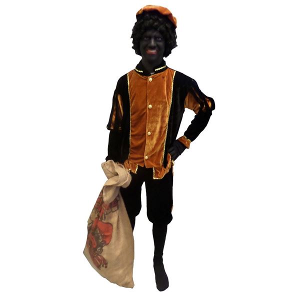 Zwarte Piet compleet kostuum Oranje/Zwart maat L