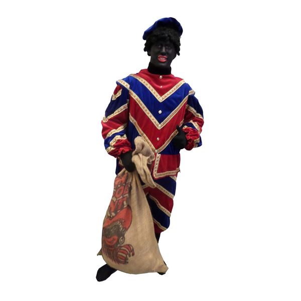 Zwarte Piet rood/blauw zeer luxe kostuum - maat XL