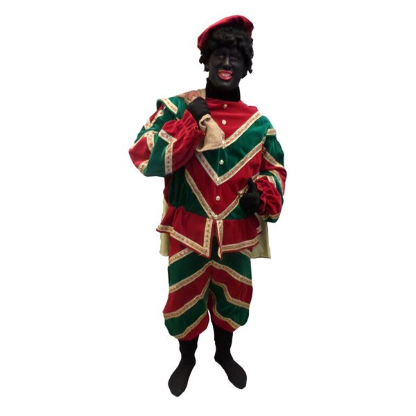Zwarte Piet kostuum compleet groen/rood fluweel - maat XXL
