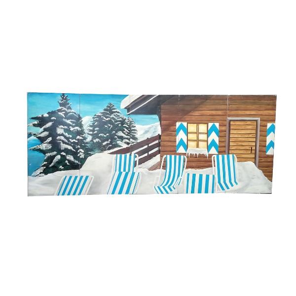 Decor Blokhout Apres Ski-/Winter afm.6,25 x 2,50 meter