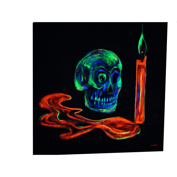 Decordoek Halloween / Mysterie Doodskop Fluoriserend afm. 2 x 2 mtr.