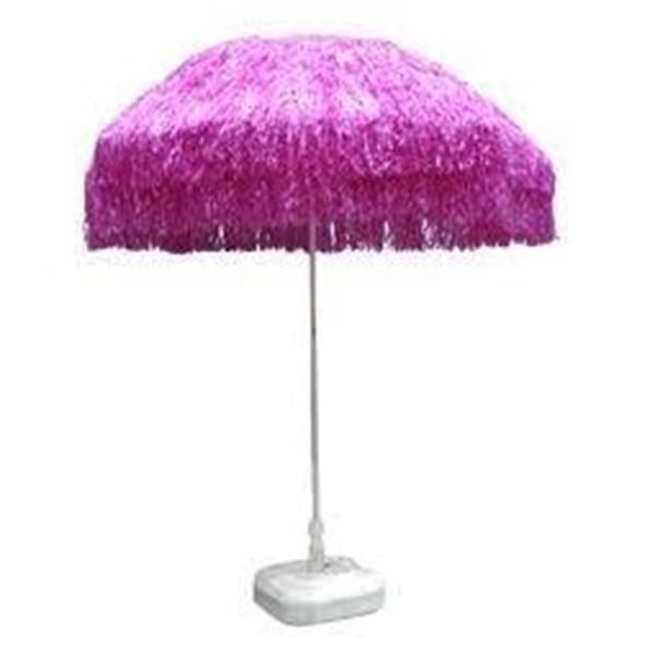 Parasol Raffia fuchsia met voet