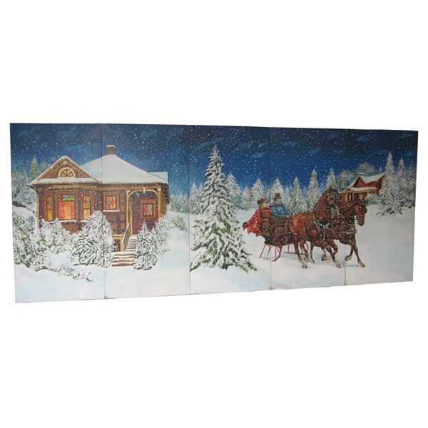 Dickens decor / kerstdecor afm. 6,25 x 2,5 mtr