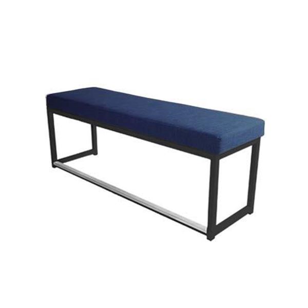 Lounge bank ( breed 120 cm) kubo zwart frame en blauw gestoffeerde zitting