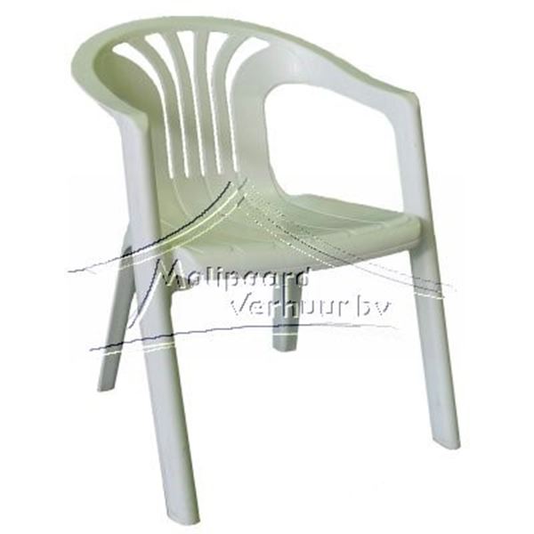 Kunststof witte stoel met armleuningen