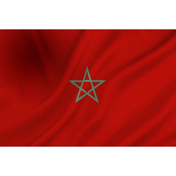 Vlag Marokko afm. 1,50 x 1 mtr. Een z.g.n. gevelvlag maar ook geschikt voor decoratie e.d.